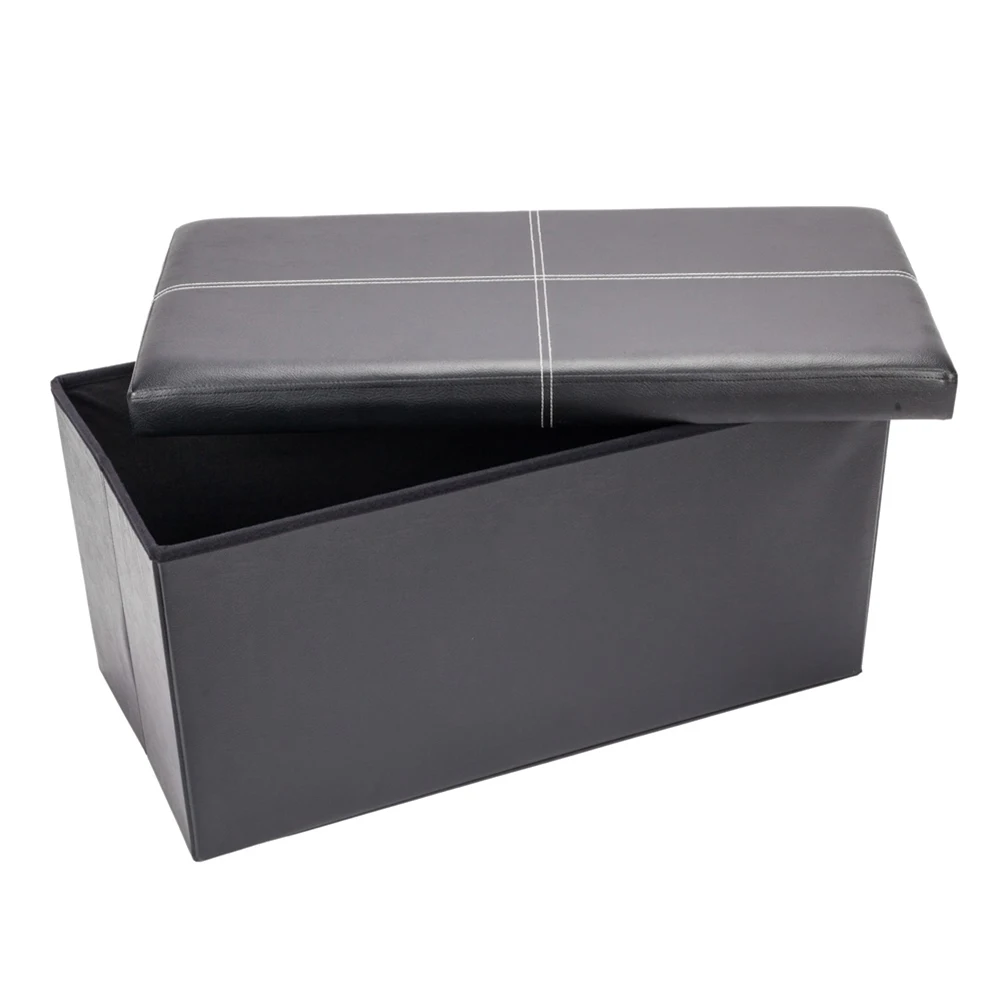 

Non-slip Foldable Ottoman Storage Stool Leather Footstool Storage Box Small Sofa Chair Bench Box Home Organizers