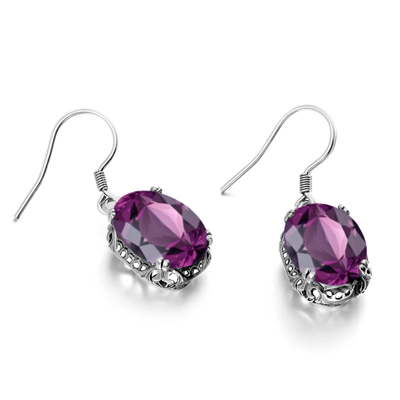 Натуральный Аметист Серьги 925 стерлингового серебра серьги для женщин в