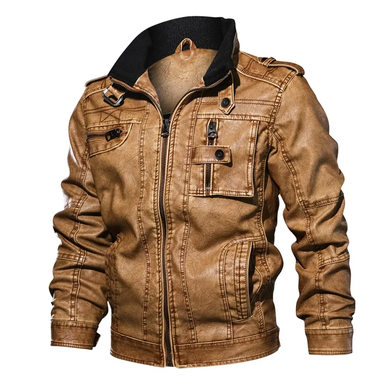 

Куртка мужская из искусственной кожи, приталенная, осенняя, мотоциклетная, размера плюс, 7XL