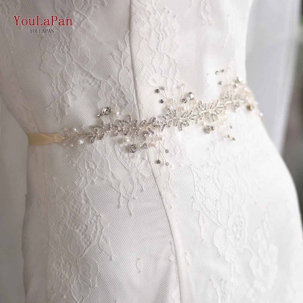 Ремень TOPQUEEN со стразами свадебный пояс с кристаллами стразы из сплава для