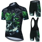 Велосипедный костюм 2021, профессиональный командный велосипедный костюм, нагрудник, летний мужской костюм с короткими рукавами для горного велосипеда, велосипедный костюм с гелевыми подушечками и шортами