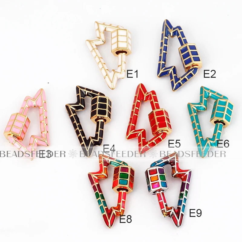 

Carabiner screw on enameled buckle clasp hooks , gold siver red turquoise blue colour , fashion trendy handmade jewelry findings
