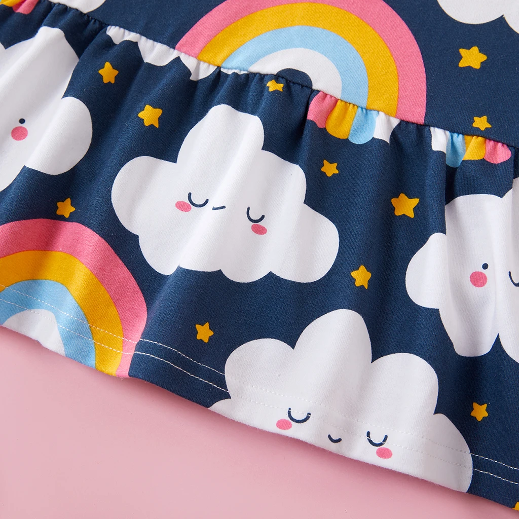 Летнее платье с коротким рукавом и радужным облаком 3 предмета | Детская одежда