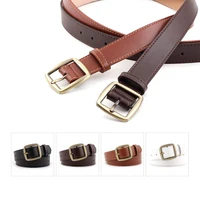 womens square bronze pin buckle pu leather belt high quality casual vintage fashion jeans waistband p93