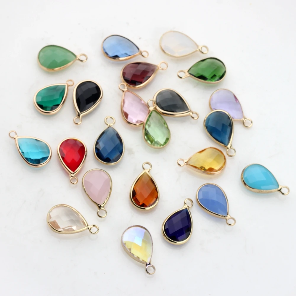 12 шт./лот кристаллы камни по месяцу рождения мини-подвески в виде капли воды 10*15 мм