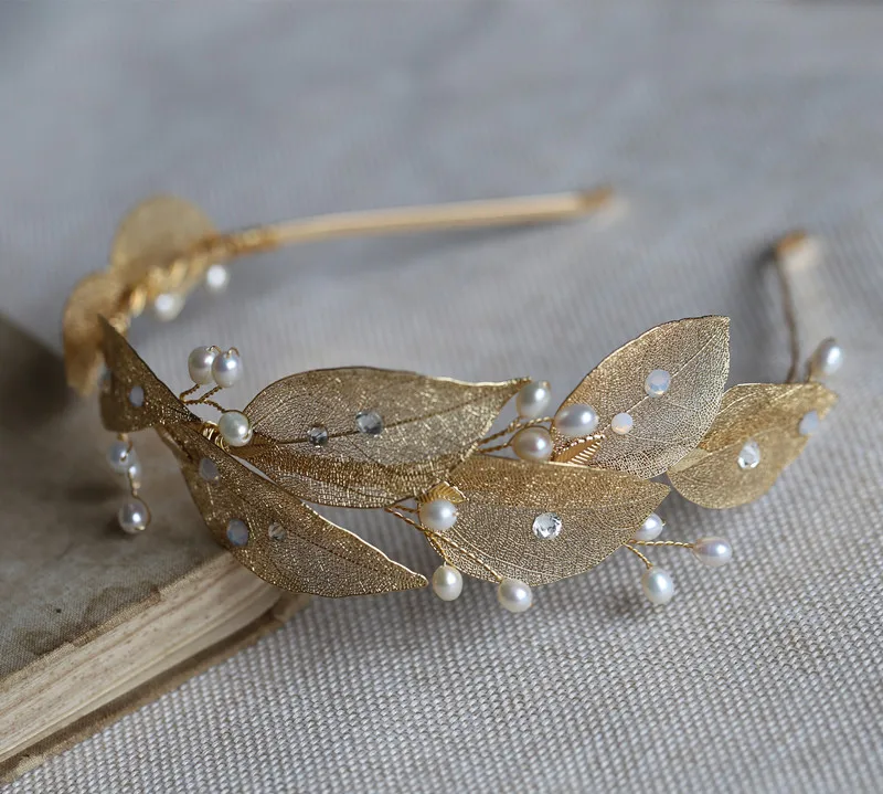 Пресноводного жемчуга и кристаллы для свадьбы детский ободок Тиара сусальное