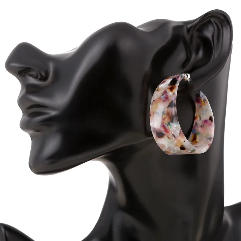 

JL Geometric Large C Shape Earring Women Acrylic Tortoiseshell Earrings Jewelry