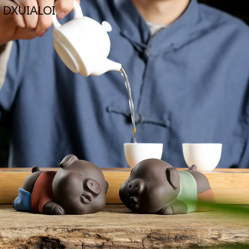 

DXUIALOI Милая свинья мини творческий Чай Домашние животные Декор может быть приподнят искусственный фиолетовый песок аксессуары для набора