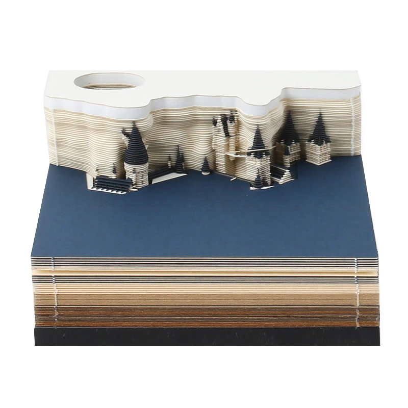 Omoshiroi-Bloc de notas 3D de construcci&oacute;n, dise&ntilde;o de Harry Potter, regalo de Navidad y A&ntilde;o Nuevo, novedad-1