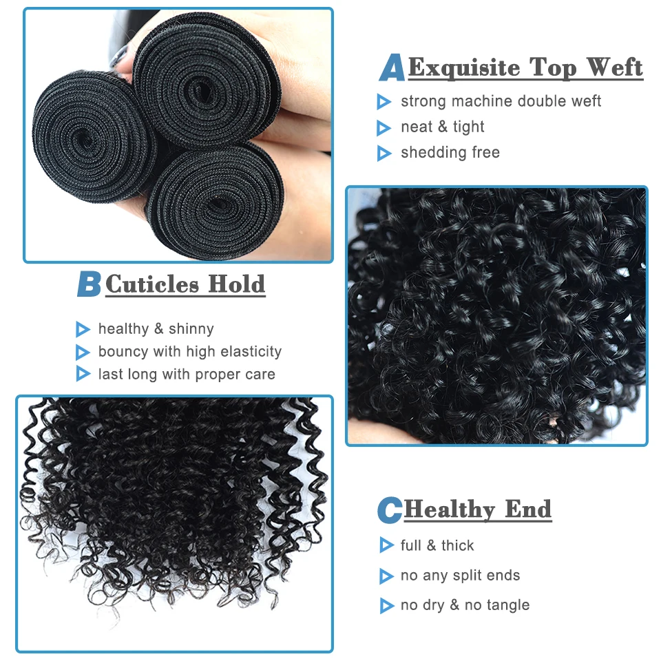 REMYBLUE афро кудрявый вьющиеся пряди с Закрытие естественного Цвет перуанские