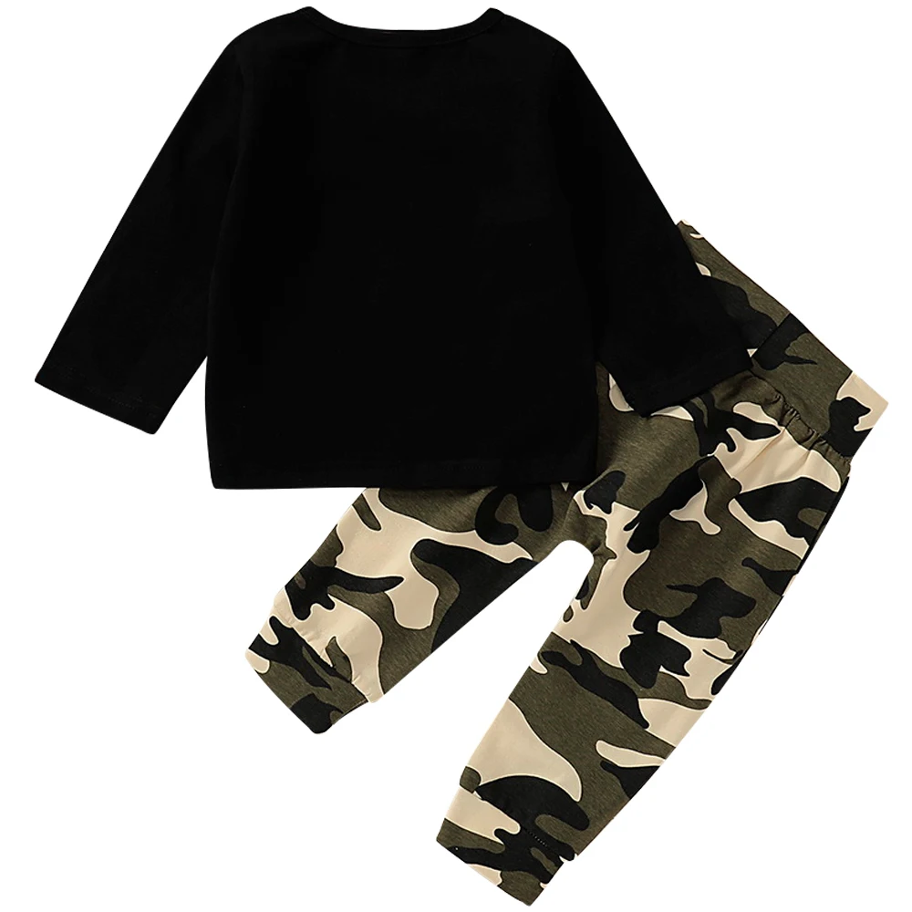 Одежда для маленьких мальчиков черная футболка с длинными рукавами комплект из