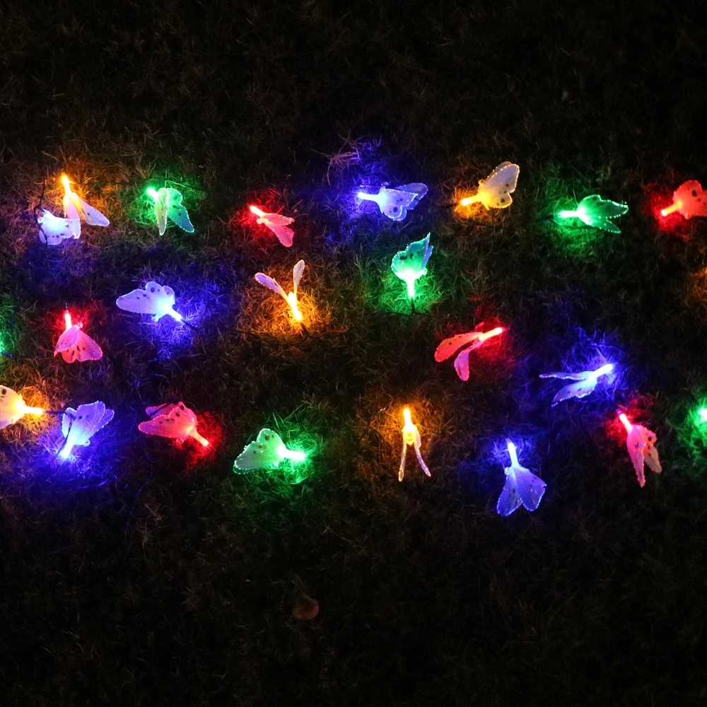 

12/20 Led Solar Powered Butterfly Fiber Optic Fairy String Lights Waterproof Christmas Outdoor Garden Holiday Decoration Lights