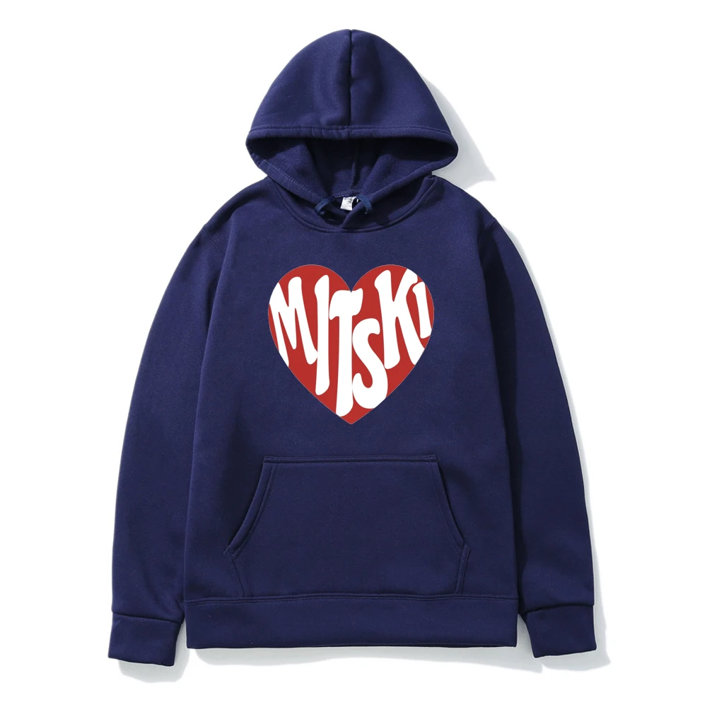 Худи с принтом сердечек Mitski Модный свитшот капюшоном флисовый пуловер в стиле