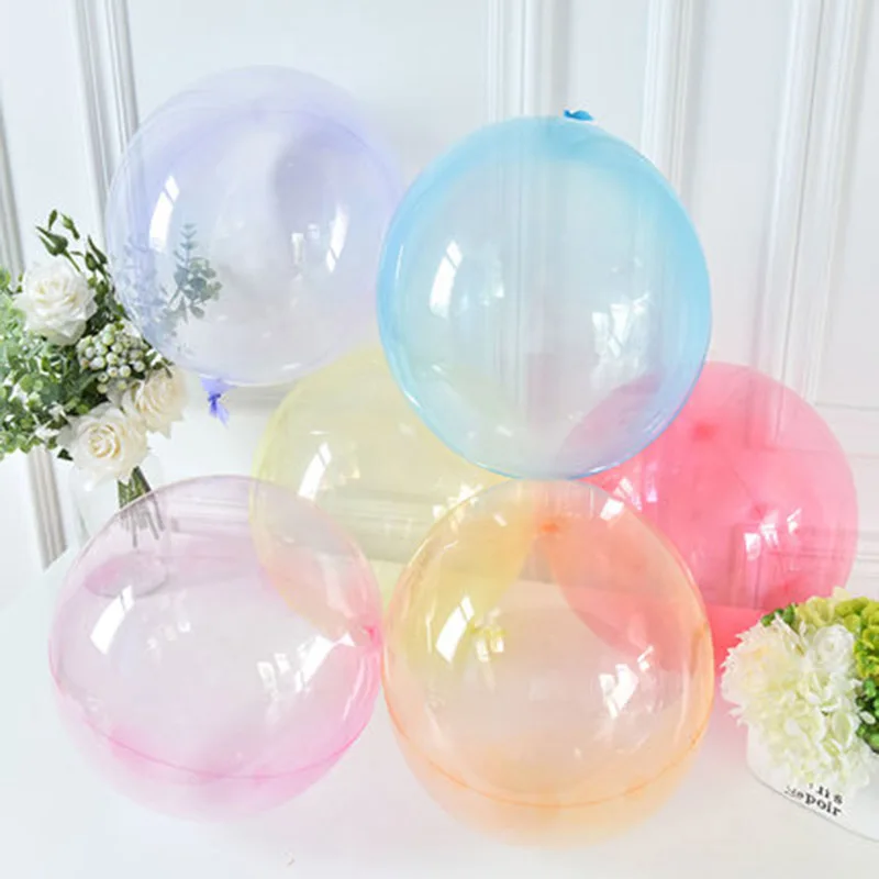 

5pcs/lot 18inch Colorful Crystal Balloon Round Bobo Transparent Clear Balloons Wedding Birthday Decor Helium Inflatable Globos