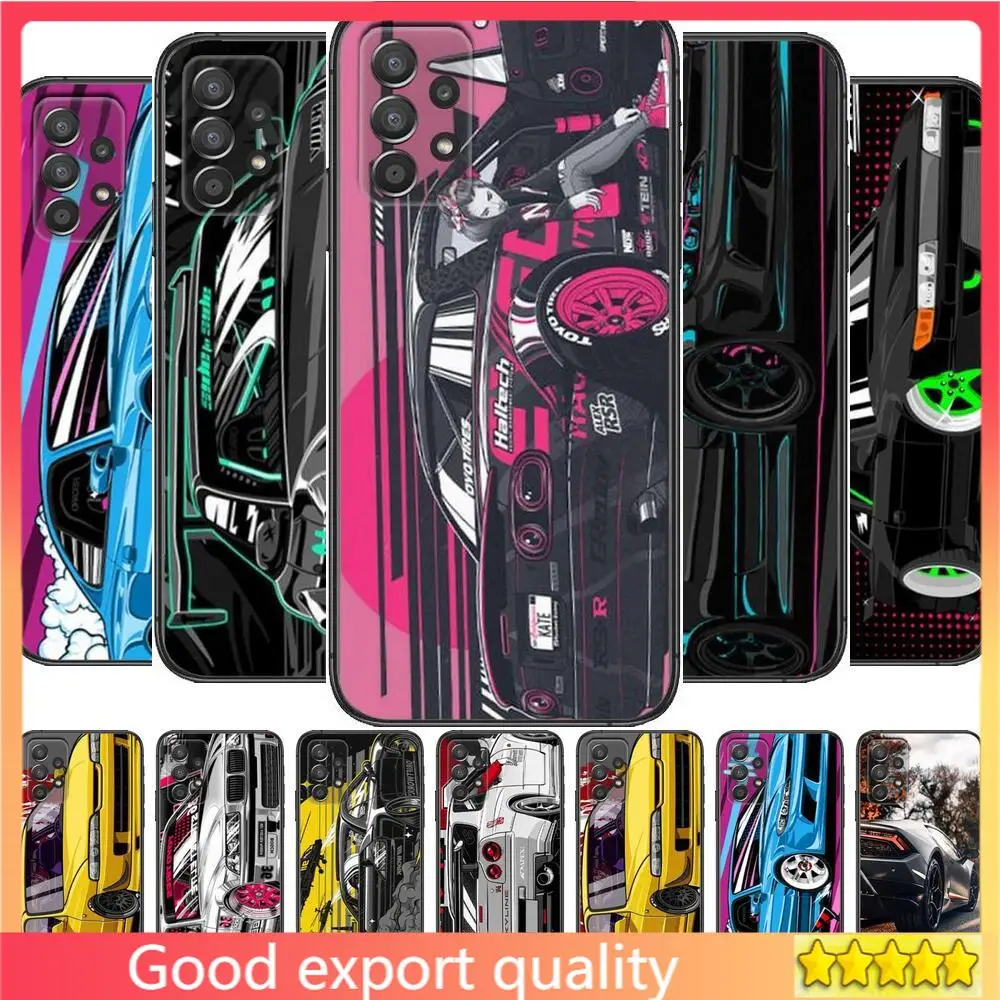 

Tokyo JDM Drift Sports Car Phone Case Hull For Samsung Galaxy A70 A50 A51 A71 A52 A40 A30 A31 A90 A20E 5G S Black Shell Art Cell