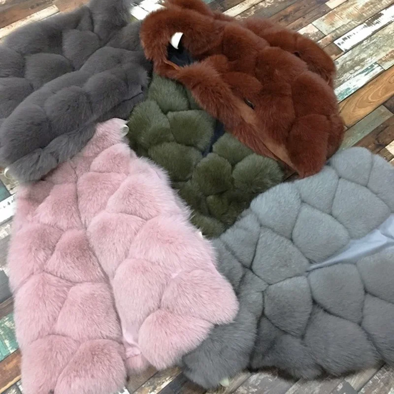 

Natural Real Fox Fur Vest Jacket Waistcoat Short sleeveless Vestwoman winter warm Natural Fur Vest Real Fur Jacket Fox Fur Coats