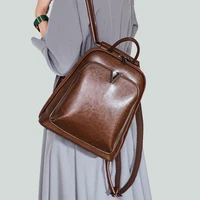 waxed cowhide backpack ladies fashion leather handbags cowhide shoulder bags travel ladies backpacks girls school bags