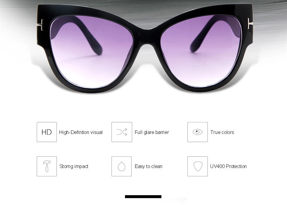 Новые модные брендовые дизайнерские солнцезащитные очки Tom Cat Eye, Женские винтажные солнцезащитные очки с большой оправой UV400