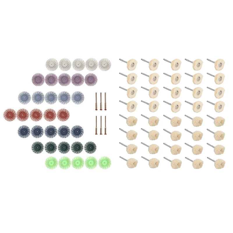 

35Pcs Radial Bristle Disc Kit Abrasive Brush Wheel Radial Bristle Disc & 40Pcs Polishing Brush Buffing Wheels