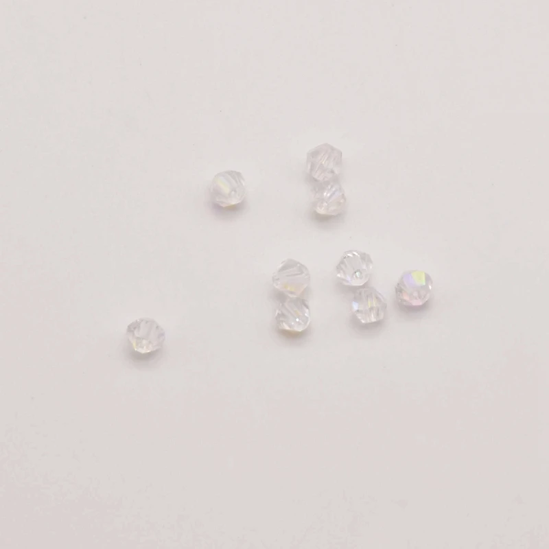 

100Pcs/Lot 4mm Transparent White Ab Stained Glass Rhombus Loose Beads Natural Beads Bracelet Making Supplies Accessories JA0189