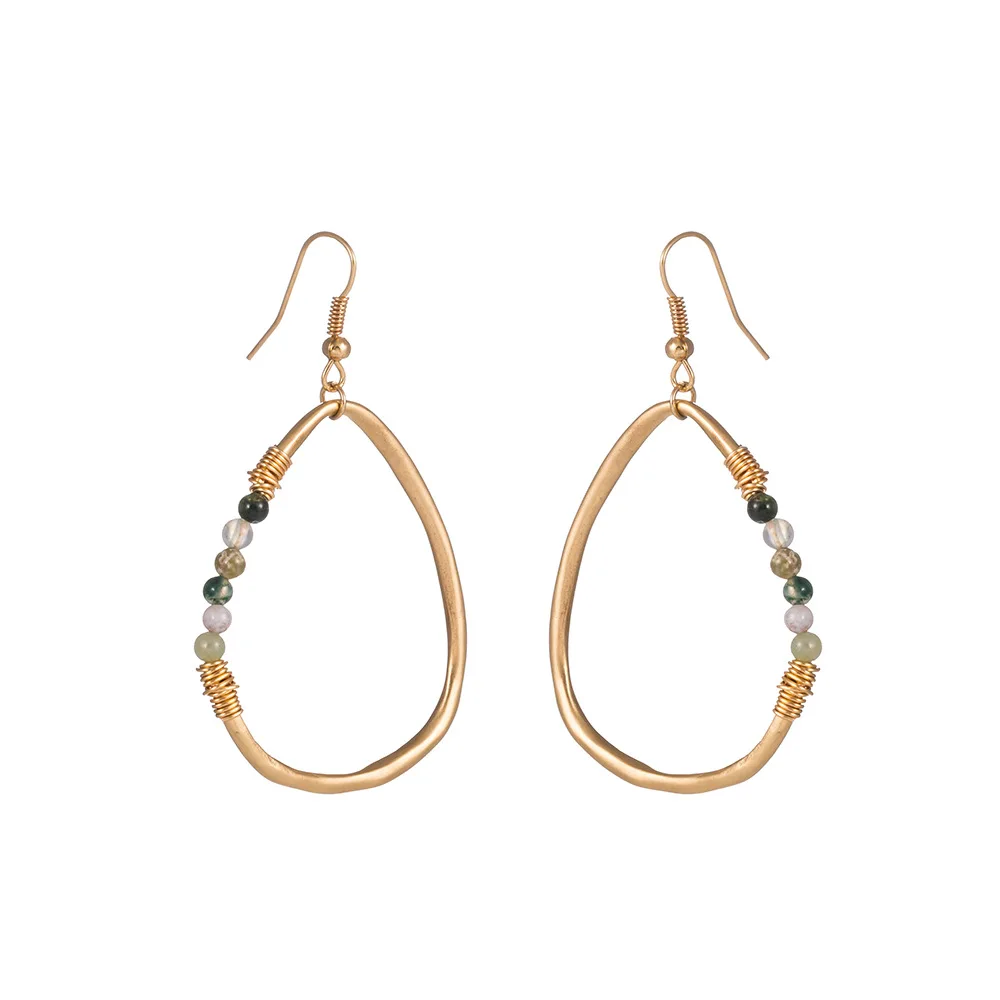 Серьги-подвески с натуральным камнем в виде капли дождя | Украшения и аксессуары