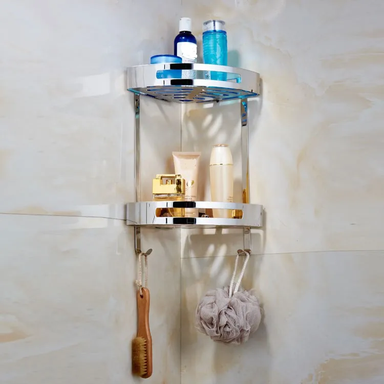 Треугольная корзина из нержавеющей стали 304 с двойной сеткой|Полки для ванной| |