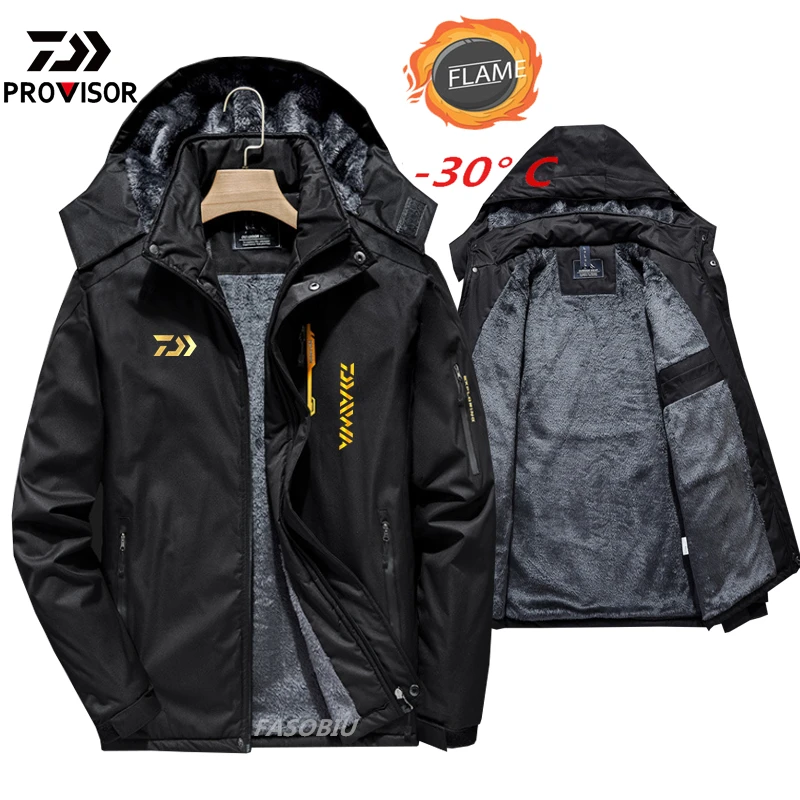 

Daiwa Men Women Plus Velvet Warm Thick Windproof 2020 New Winter Outdoor for Sports Fishing Clothing Plus Size Fishing Jacket