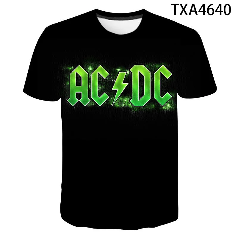

2021 New Summer 3D Printed T Shirts AC DC Casual Streetwear Men Girl Kids Fashion Men Women Children Short Sleeve Tops Tees