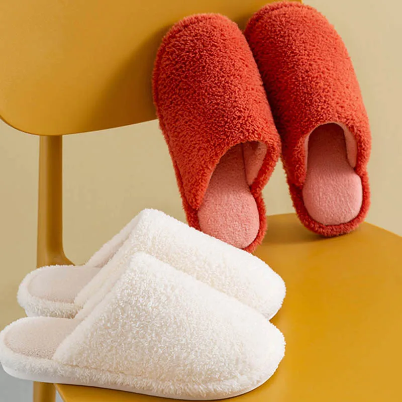 Женские тапочки зимние теплые милые меховые пара коротких плюшевых тапочек