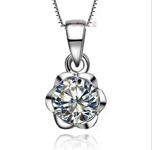 

Оптовая торговля 1ct цветок ожерелье с синтетическими камнями, 925 Твердое ожерелье из состаренного серебра, женщин кулон, камень-ювелирные изделия