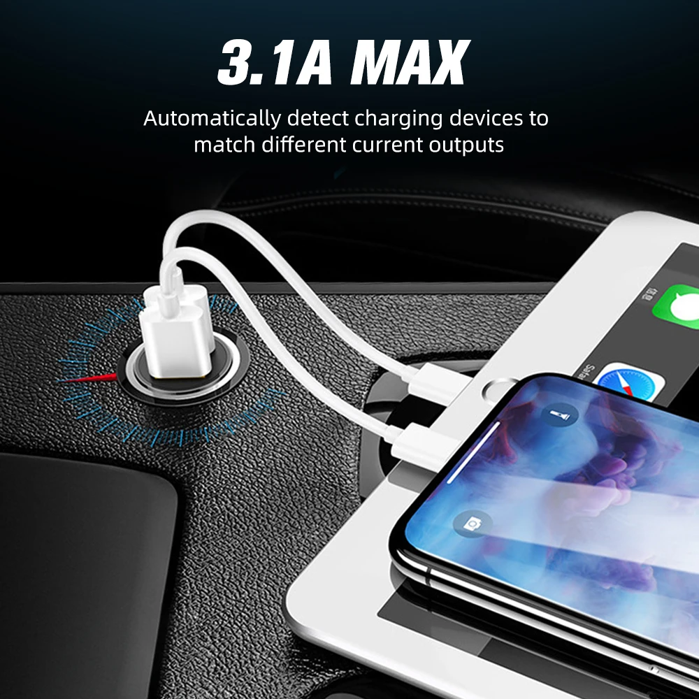 FONKEN 5V 3.1A USB Автомобильное зарядное устройство 2A для мобильный телефон адаптер 2