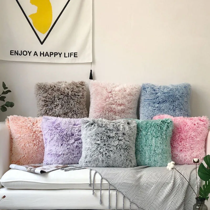 

Plush Faux Fur Pillowcase New Square 45x45 CM Cushion Covers Decorative Throw Pillow Case Soft Washable Decors for Home Sofa Hot