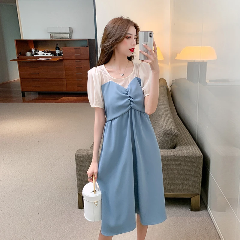 

Women Casual Floral Print Dress Slim o Neck Mid Sleeve Dresses For Women 2021 Vintage Summer Dress sweet Vestidos plus size 4XL