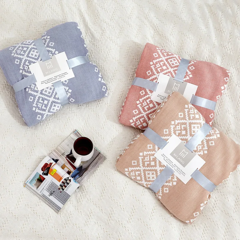 Хлопковое этническое одеяло для кровати тонкое летнее простыня 4-слойное газовое