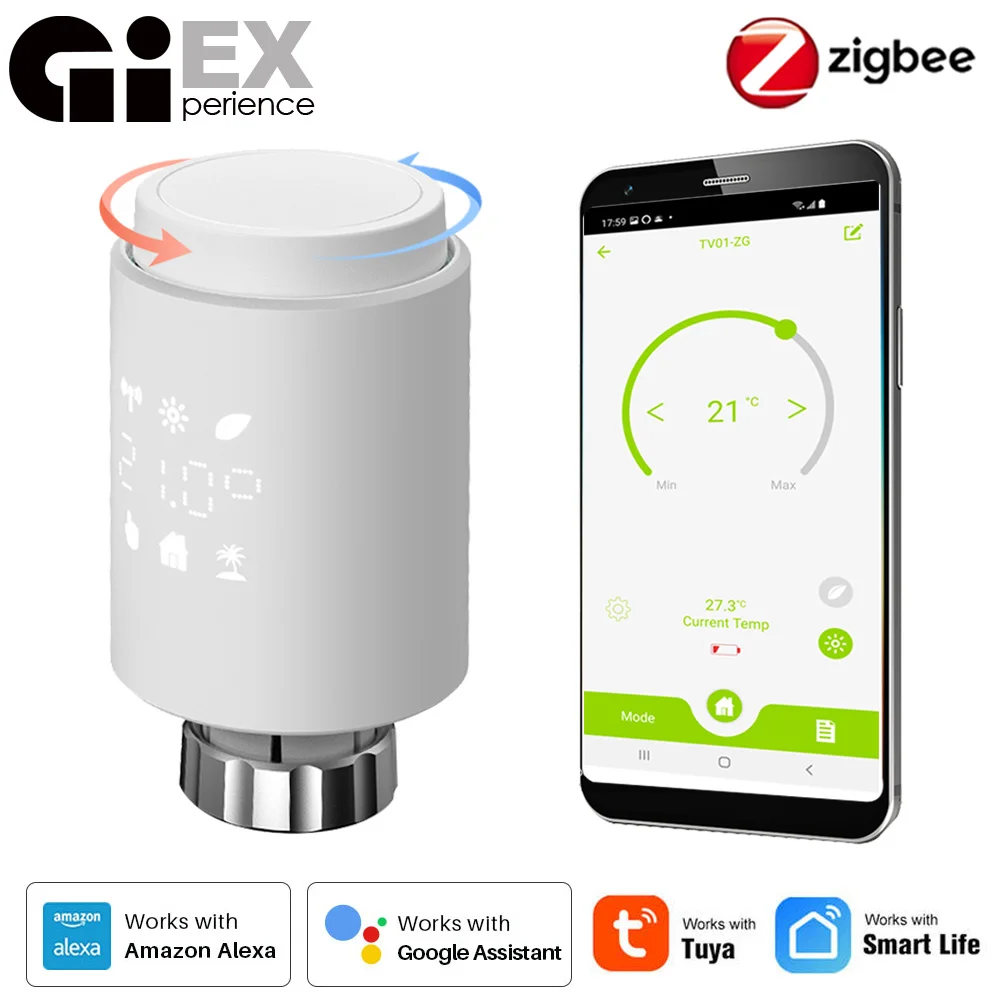 ZigBee3.0 умный WIFI термостатический привод клапана радиатора TRV Программируемый Регулятор температуры Alexa Tuya Google Assistant - изображение