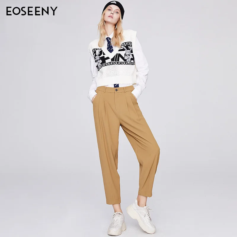 

Весенняя женская одежда EOSEENY 2022 с прямой талией, новые модные повседневные брюки, шикарные женские брюки на пуговицах с карманами, бесплатна...