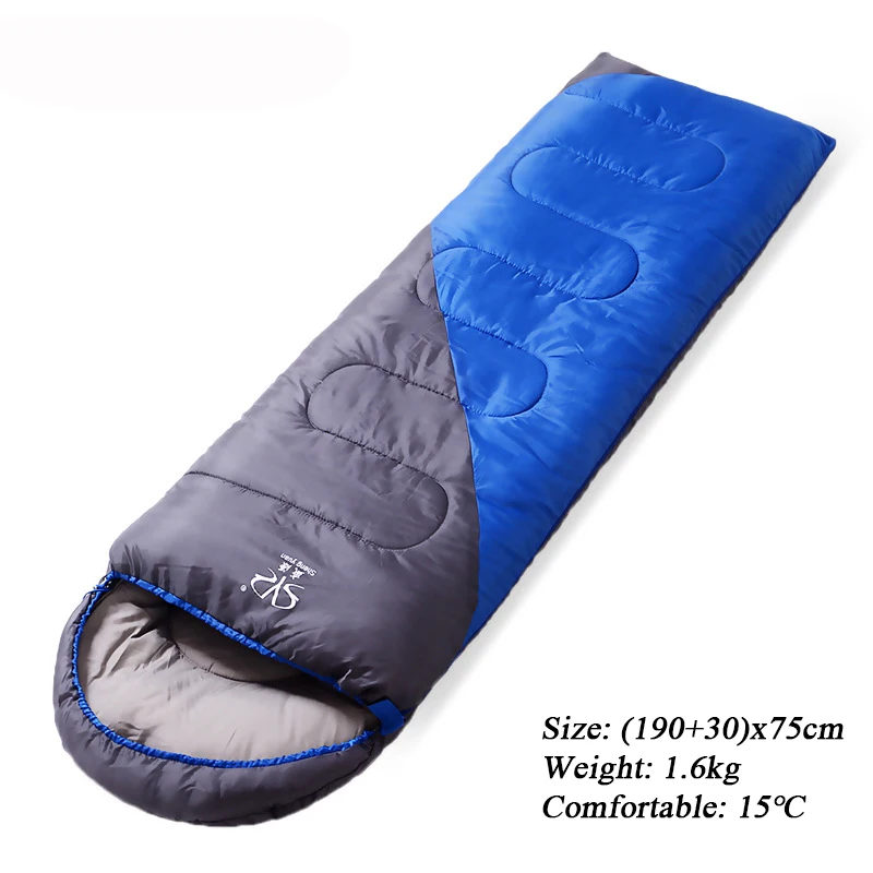Blue 1600g Зимний взрослый летний компактный спальный мешок хлопок конверт тип спальный мешок сплайсинга одиночные спальные мешки для кемпинга оборудование - Цвет: Blue 1600g