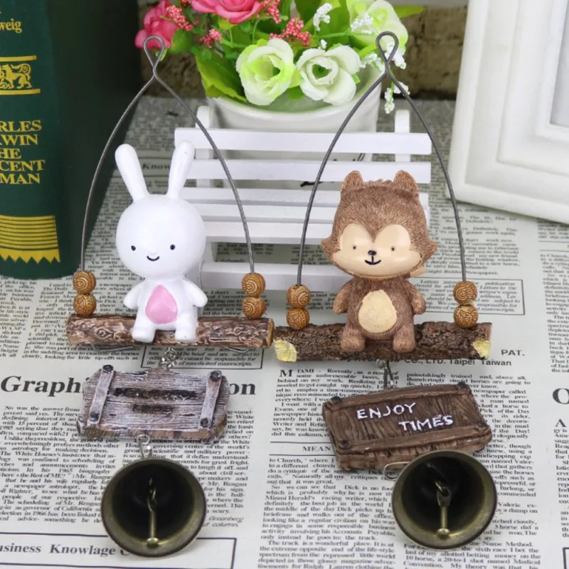 Cartoon Mr. Rabbit Pendant Cute Resin Wind Chime With Metal Bell Crafts Anime Toy Gifts Car Outdoor Decor | Дом и сад