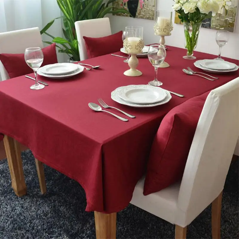 Однотонная скатерть 50 дюймов хлопковая красный современный стиль наволочка