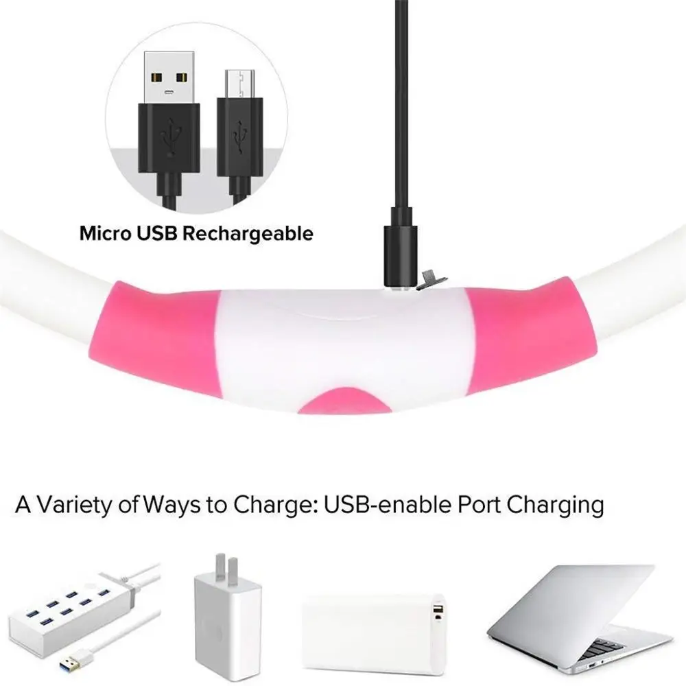 LED Dog Collar Light USB Rechargeable Glowing Collars Luminous Pet Flash Night Charging for Small Medium Large | Дом и сад