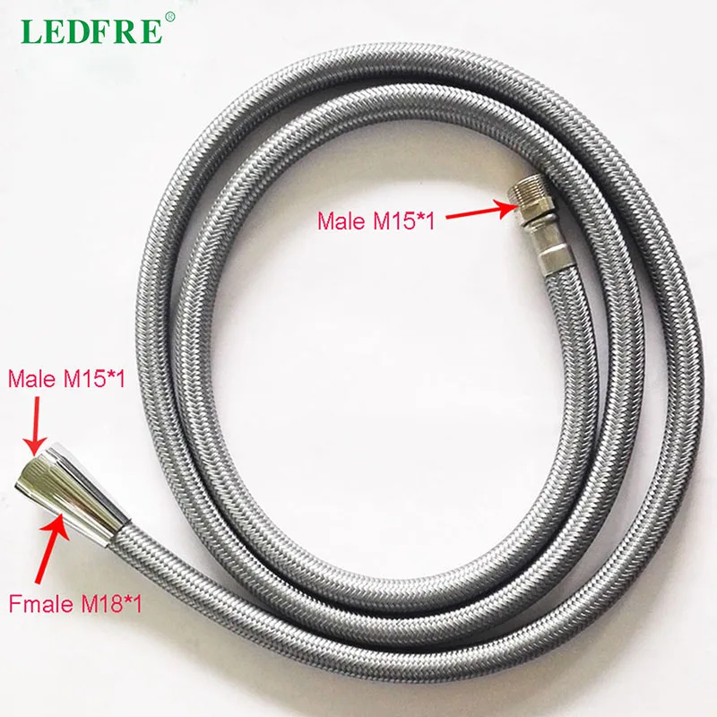

LEDFRE F18 * 1xM15*1, серый нейлоновый смеситель для кухни, выдвижной Плетеный водопроводный шланг LF24001