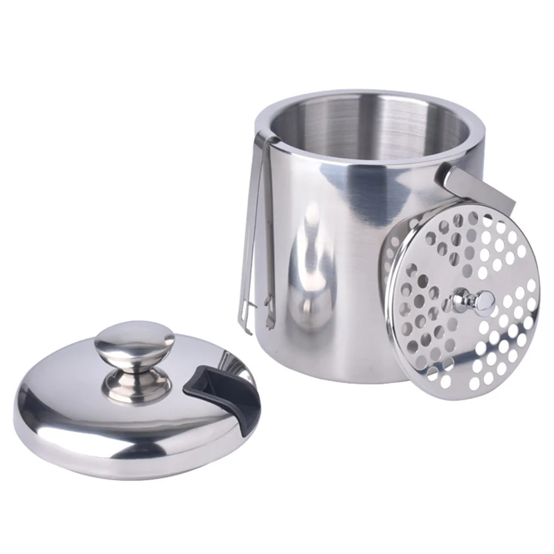 

Ice Buckets with Stainless Steel Ice Tongs Double Wall Ice Bucket with Lid Silver Ice Wine Chiller for Bar Paties Ice Buckets