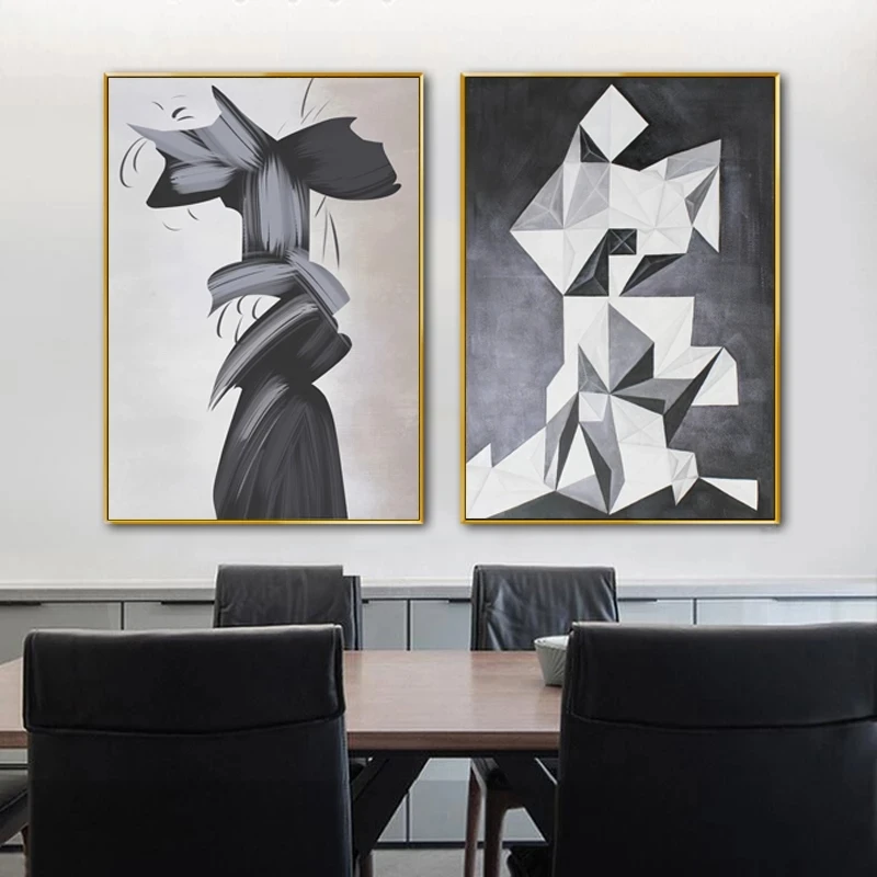 

Canvas HD Printed Painting Wall Art Abstract Black and White Poster Home Decor Geometric Pictures Living Room Modular No Frame