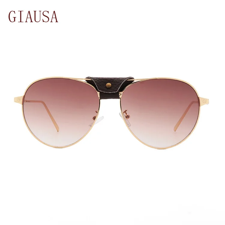 

GIAUSA European and American fashion metal sunglasses leather buckle toad Sunglasses men and women glasses