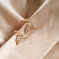 ywzixln fashion bohemian full crysal fishtail drop earring gold color mascot ornaments for women accessories wholesale e0143