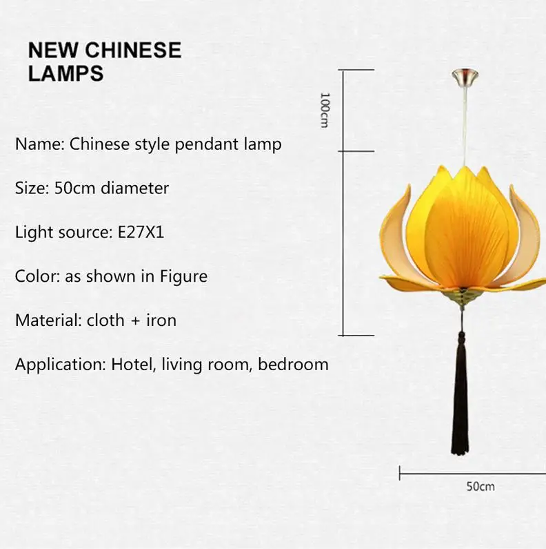 

Fabric Zen Chandelier Chandelier Classical Lotus Lamp Restaurant Lighting New Chinese Temple Hall Living Room Restaurant Iron AC