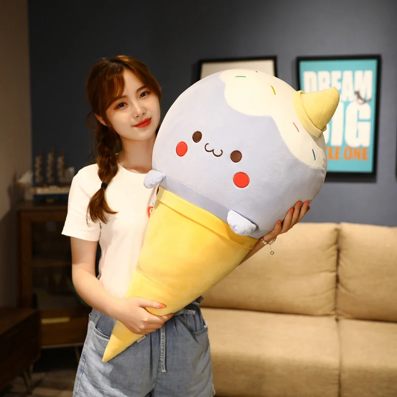 

50/70/90cm Creative Ice-cream Dumplings Plush Toy Soft Cartoon Doll Stuffed Food Pillow Sofa Cushion Girls Gift