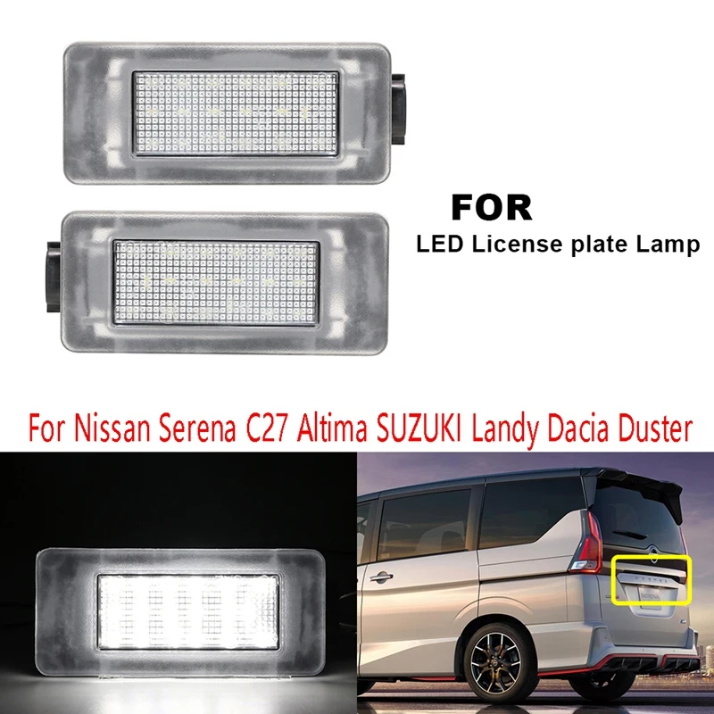 

New2Pcs Car LED License Plate Light LED License Plate Tag Light Lamp for Nissan Serena C27 Altima Suzuki Landy Dacia Duster