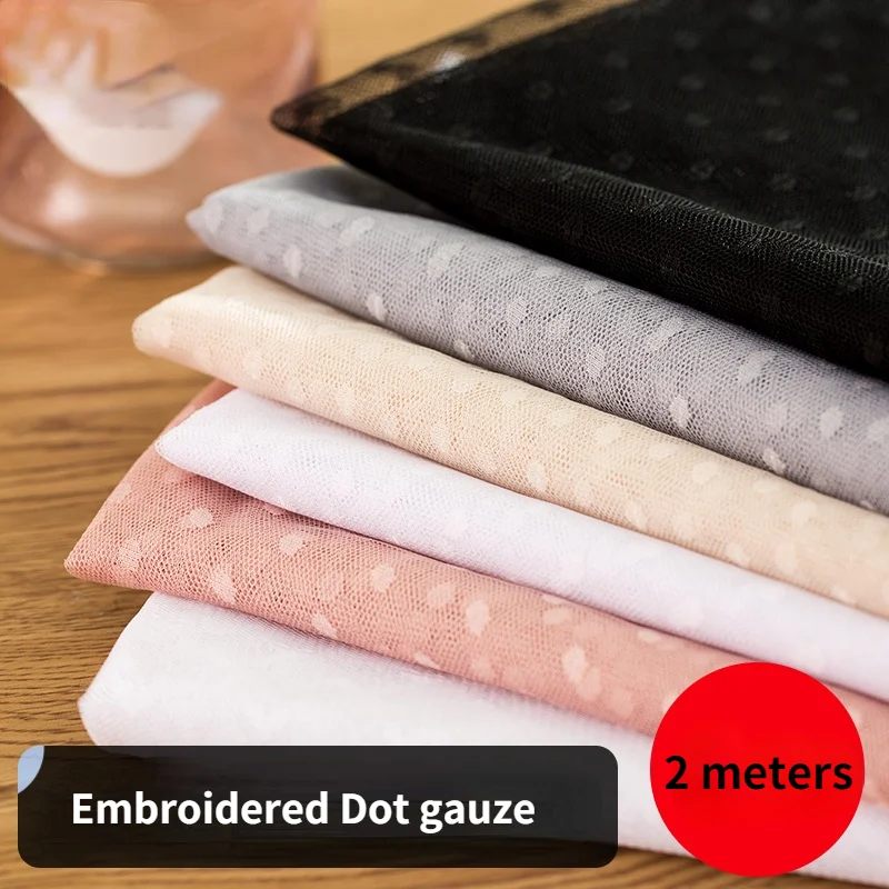 

Embroidered Dot gauze High Quality Tulle Transparent net Lace Fabric Dress Clothing DIY Fabric 160*200cm