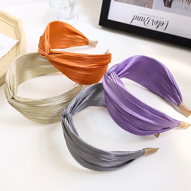 Ободок для волос однотонный из яркой шелковой ткани корейский стиль 2021 | Повязки